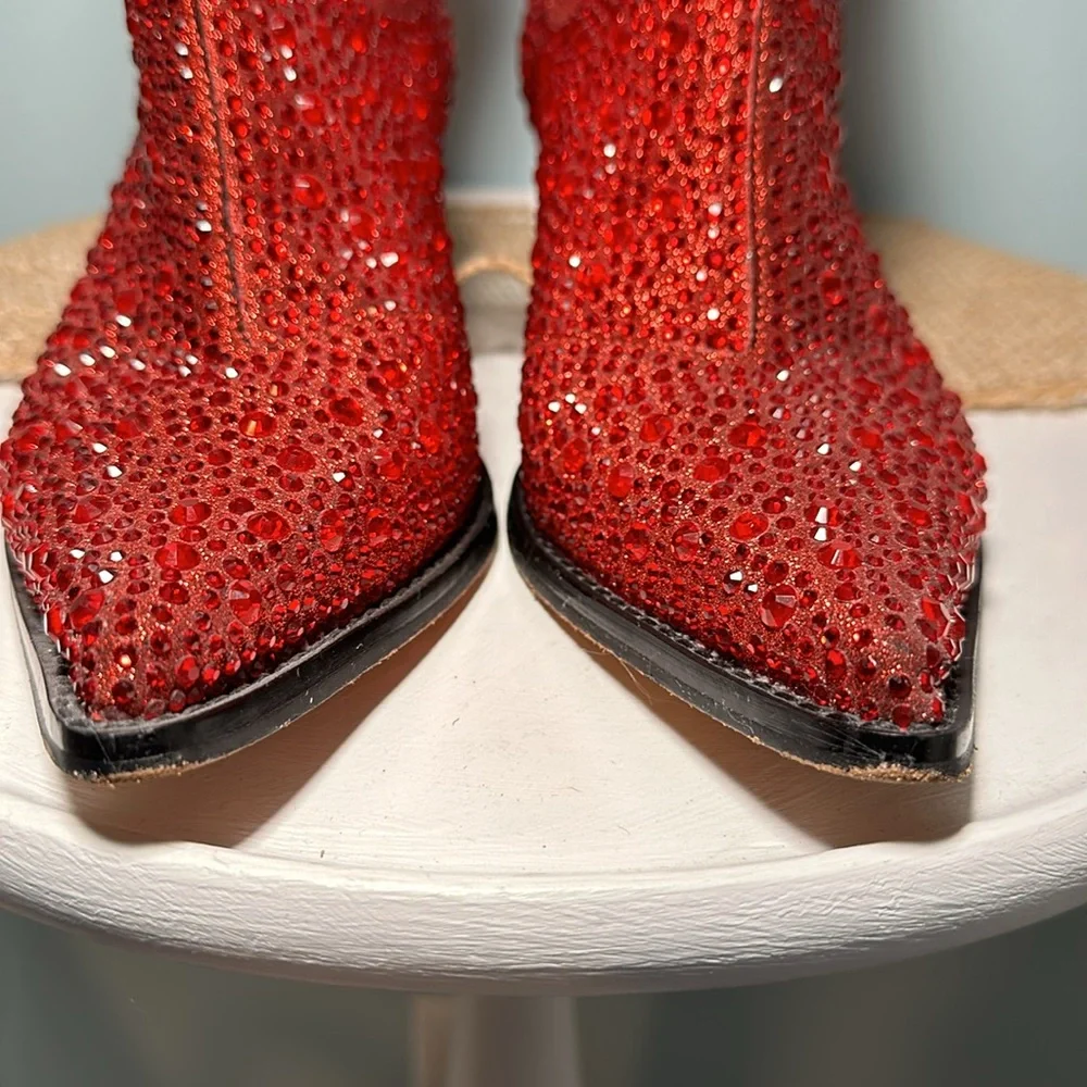 Jessica Simpson RED Glitter boots size 7 - Picture 6 of 12